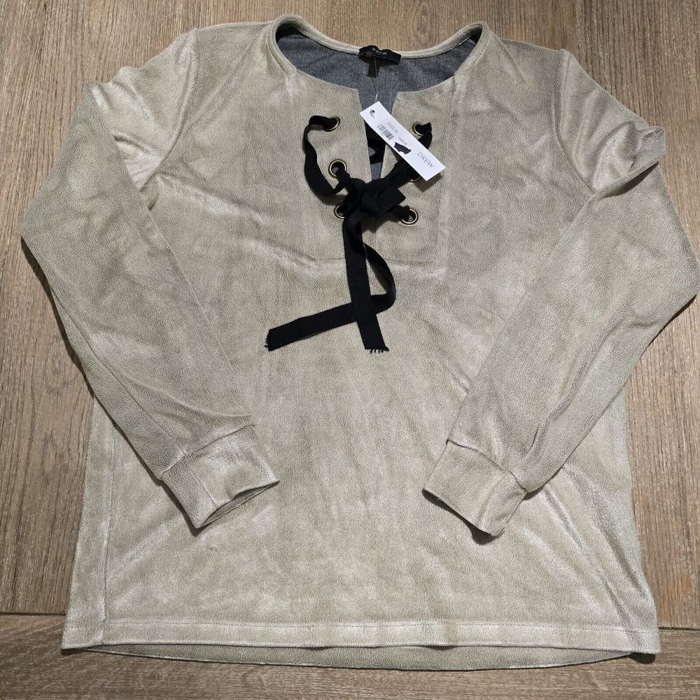 Anthropologie Drew Pullover Sweatshirt with Ribbon Tie‎ Detail Size XS